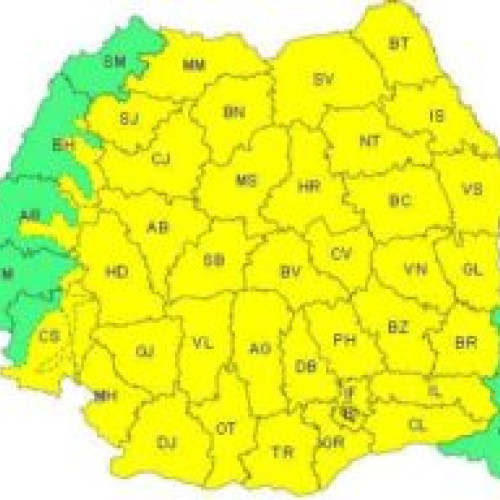 Avertizări meteo pentru numeroase regiuni din România