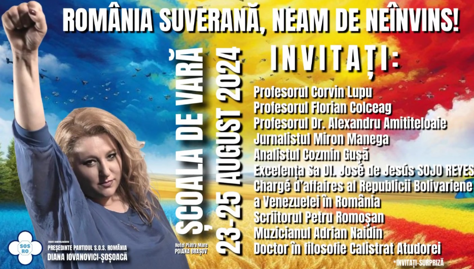 Diana Sosoacă invită la Şcoala de Vară organizată de S.O.S. România