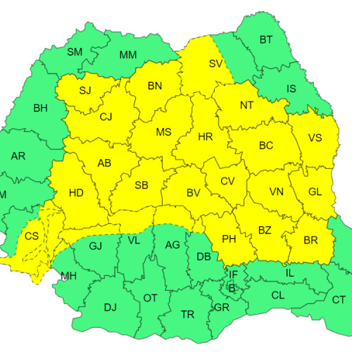 Avertizare meteorologică Cod galben pentru vreme instabilă în jumătate din țară