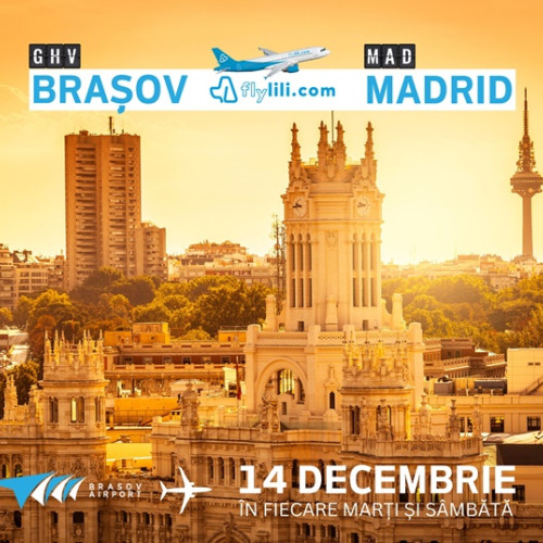 Fly Lili va lansa zboruri către Madrid de pe Aeroportul Brașov