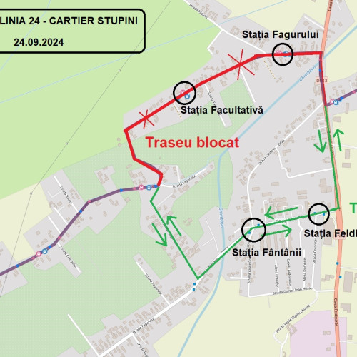 Devieri temporare pe linia 24 din cauza lucrărilor de infrastructură