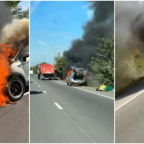 Panicã pe Centura de Vest a Ploiestiului, dupa ce o masina a luat foc in mers