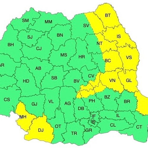 Administrația Națională de Meteorologie a emis atenționări cod galben de vânt puternic și ninsori viscolite