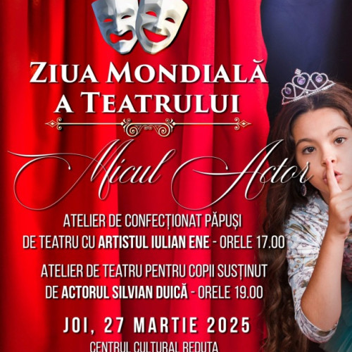 Ateliere de Teatru pentru Copii cu Ocazia Zilei Mondiale a Teatrului, la Brașov