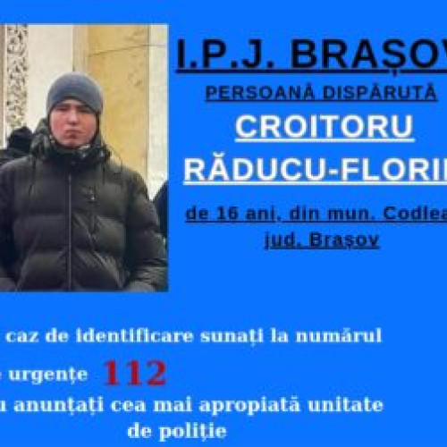 Tânărul dispărut din Codlea a fost găsit de autorități