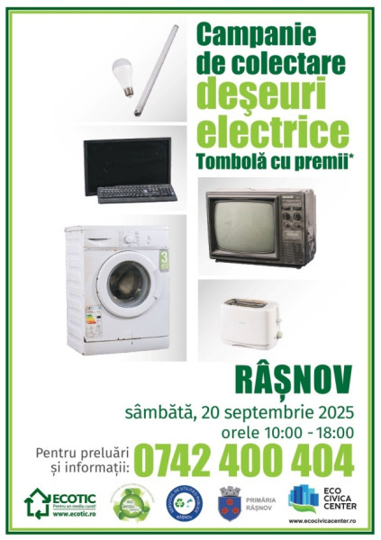 Campanie de colectare a deșeurilor electrice, organizată la Râșnov pe 20 septembrie