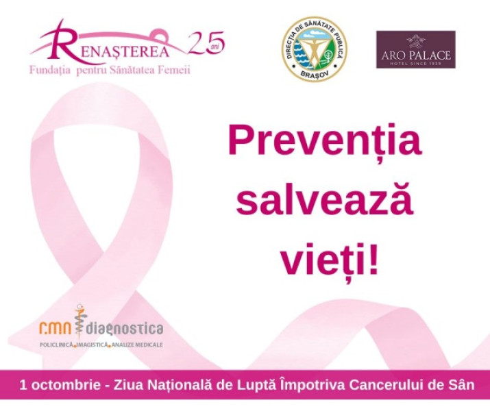 Brașovul participă la campania ”Iluminare în Roz” de Ziua Națională de Luptă împotriva Cancerului de Sân