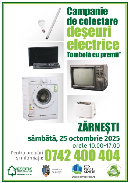 Zărneşti organizează campanie de colectare a deșeurilor electrice și electronice