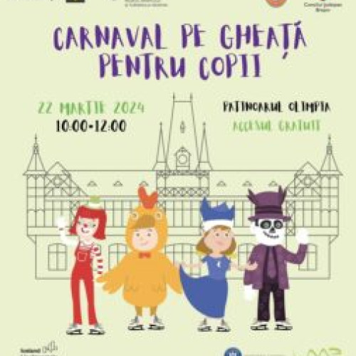 Carnaval pe gheață pentru copii la Patinoarul Olimpia: Costumați-vă și alăturați-vă! Participarea gratuită la petrecere pentru elevii școlilor gimnaziale din Brașov