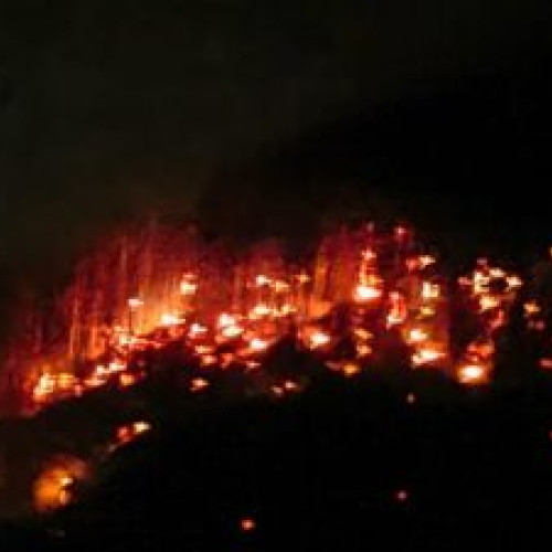 Pompierii luptă din nou cu incendiul din Munţii Făgăraş: Focul continuă să se extindă prin zona Victoria - Valea Ucea Mare/ Pădurea Gardomani